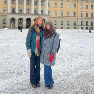 Callum standing in front of the Norwegian royal palace