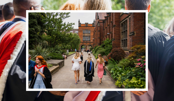 image of students on campus during graduation
