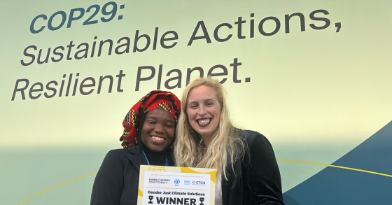 Franscesca Trotman and Yudmila Chunguane accepting award at COP29