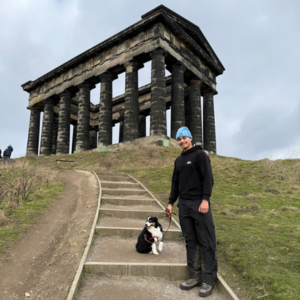 Jack and dog at Penshaw Monument