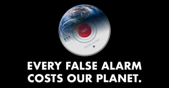 Graphic of a smoke detector with an image of the Earth overlaid