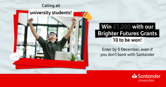 Graphic containing information about the competition - calling university students, win £1,000!