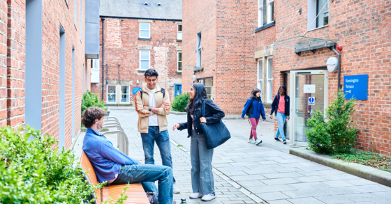 Students talking on campus