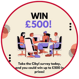 Memphis Corporate style illustration of a group sitting around a table with text that reads win £500