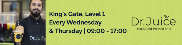 dr juice newsletter banner, every wednesday and thursday, level 1 kings gate