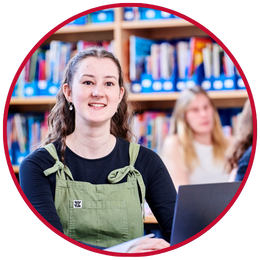 Image of student working in the library