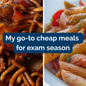 my go to cheap meals for exam sason image of pasta and noodles