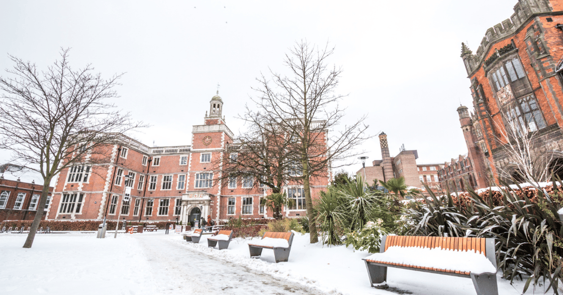 The Students' Union in the snow