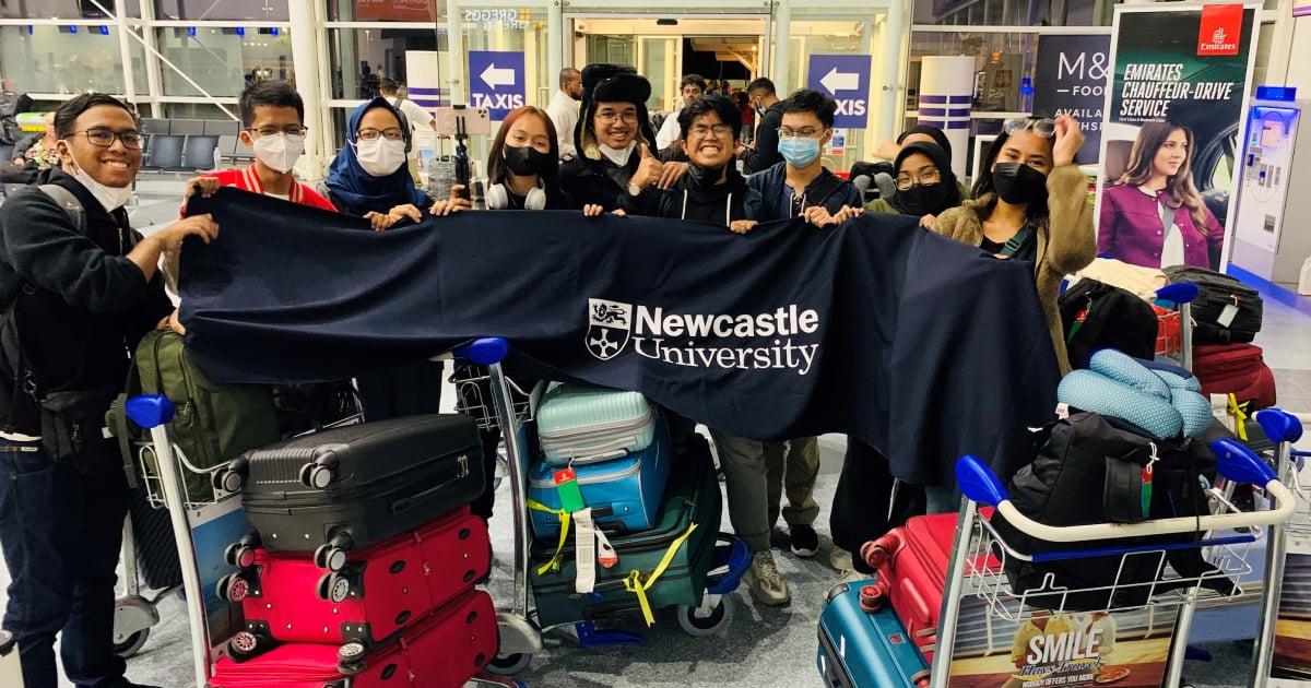 Study Abroad students arriving at Newcastle International Airport